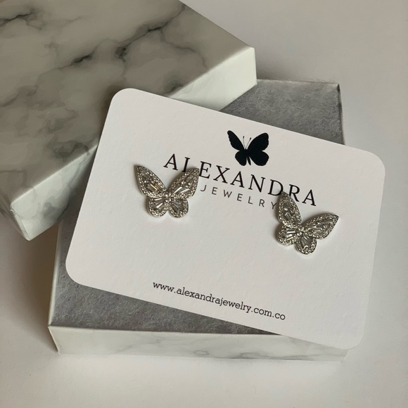 2 for $50💕 Sterling, Zircon, Butterfly Earrings - Picture 1 of 7